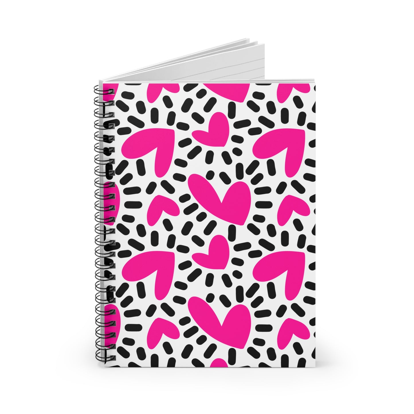 Heart of Hearts - Spiral Notebook - Pink & Black