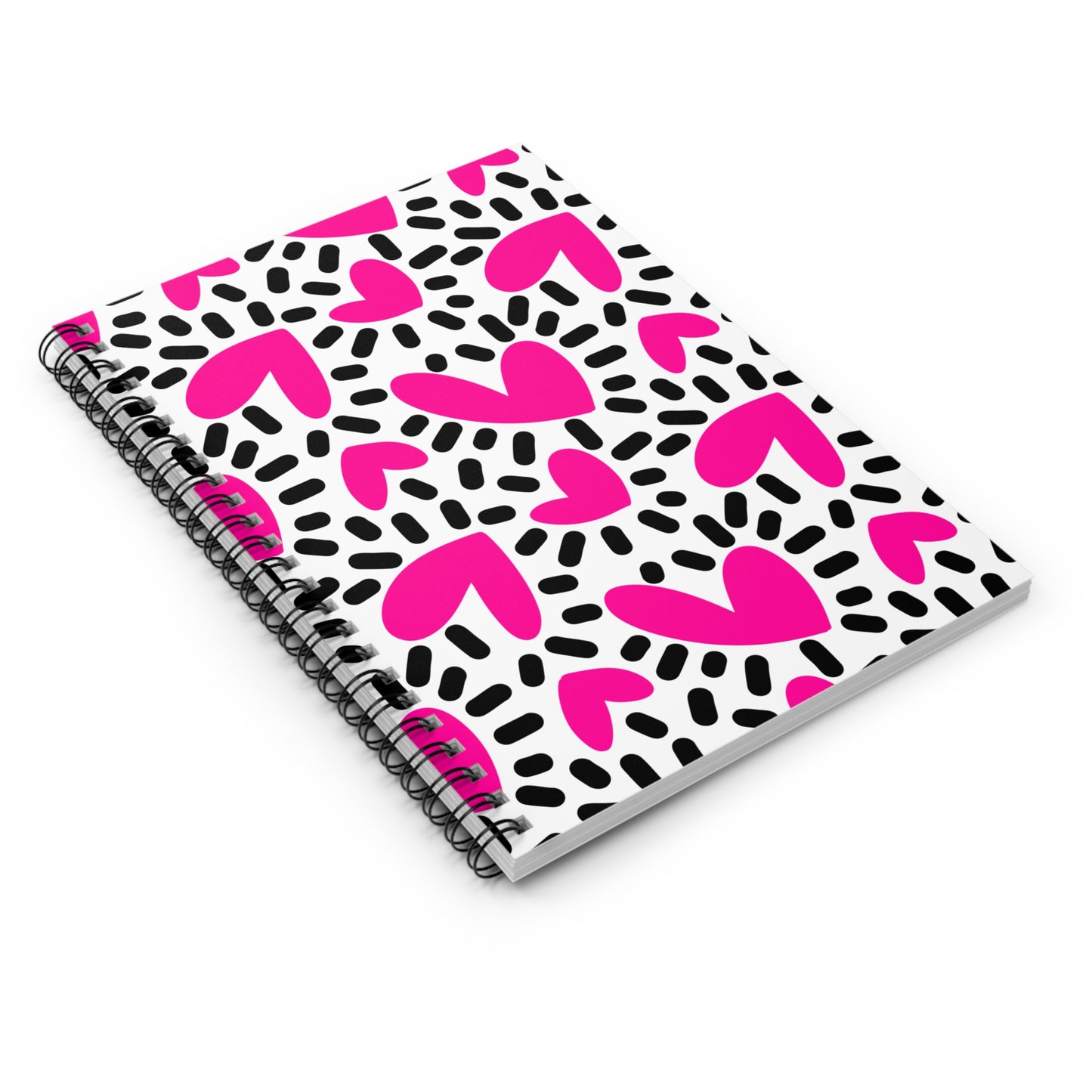 Heart of Hearts - Spiral Notebook - Pink & Black