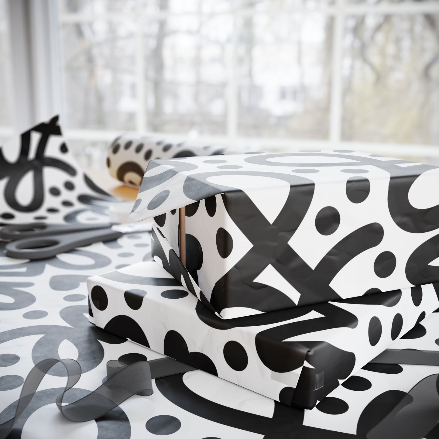 Loopy in Love Wrapping Paper - Oversized Black