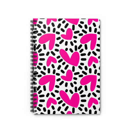 Heart of Hearts - Spiral Notebook - Pink & Black